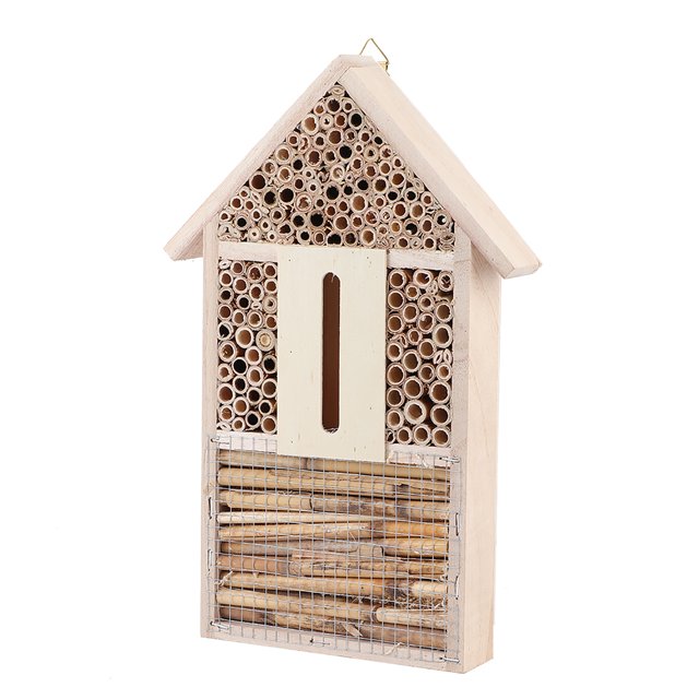 Wooden House, House, With Tubular Channels Exquisite Workmanship Home Bees For Insects Garden