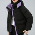 thumbnail image 4 of Women's Winter Puffer Hooded Coat Zip-up Thick Fleece Warm Jacket Oversized Winter Long Sleeve Outerwear Color Block Coats, 4 of 7