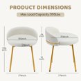 thumbnail image 2 of Furniliving Modern Vanity Makeup Chair, Comfy Accent Chair with Low Back, Faux Leather Small Makeup Stool for Living, Bedroom, White, 2 of 10