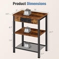 thumbnail image 4 of Bigleap 3-Tier End Table with Charging Station, Small Nightstand with AC Outlets & USB Ports for Small Spaces, Bedroom, Living Room, Brown, 4 of 7