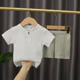 thumbnail image 2 of QHFBli Baby Boys 2Pcs Summer Outfits Short Sleeve T-Shirt Tops Elastic Waistband Shorts Set Toddler Clothes, 2 of 3