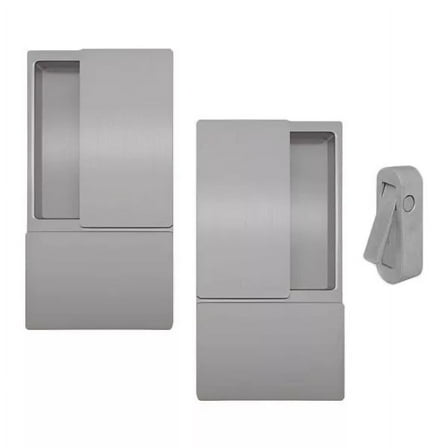 AGB WAVE Sliding Pocket Door Hardware Passage Set, Handles w/ Pull Out Lever, Satin Chrome