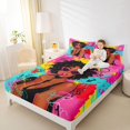thumbnail image 3 of Castle Fairy Black Girl Lipstick Pattern Queen Sheets 4 Pieces,Abstract Graffiti Artwork Queen Sheet Sets,Pink Teal Black,1 Fitted Sheet, 1 Flat Sheet and 2 Pillowcases, 3 of 6