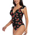 thumbnail image 3 of Yiaed Watermelon Print Women's Ruffled One Piece Swimsuit V Neck Swimwear Slimming Monokini for Woman-XX-Large, 3 of 8