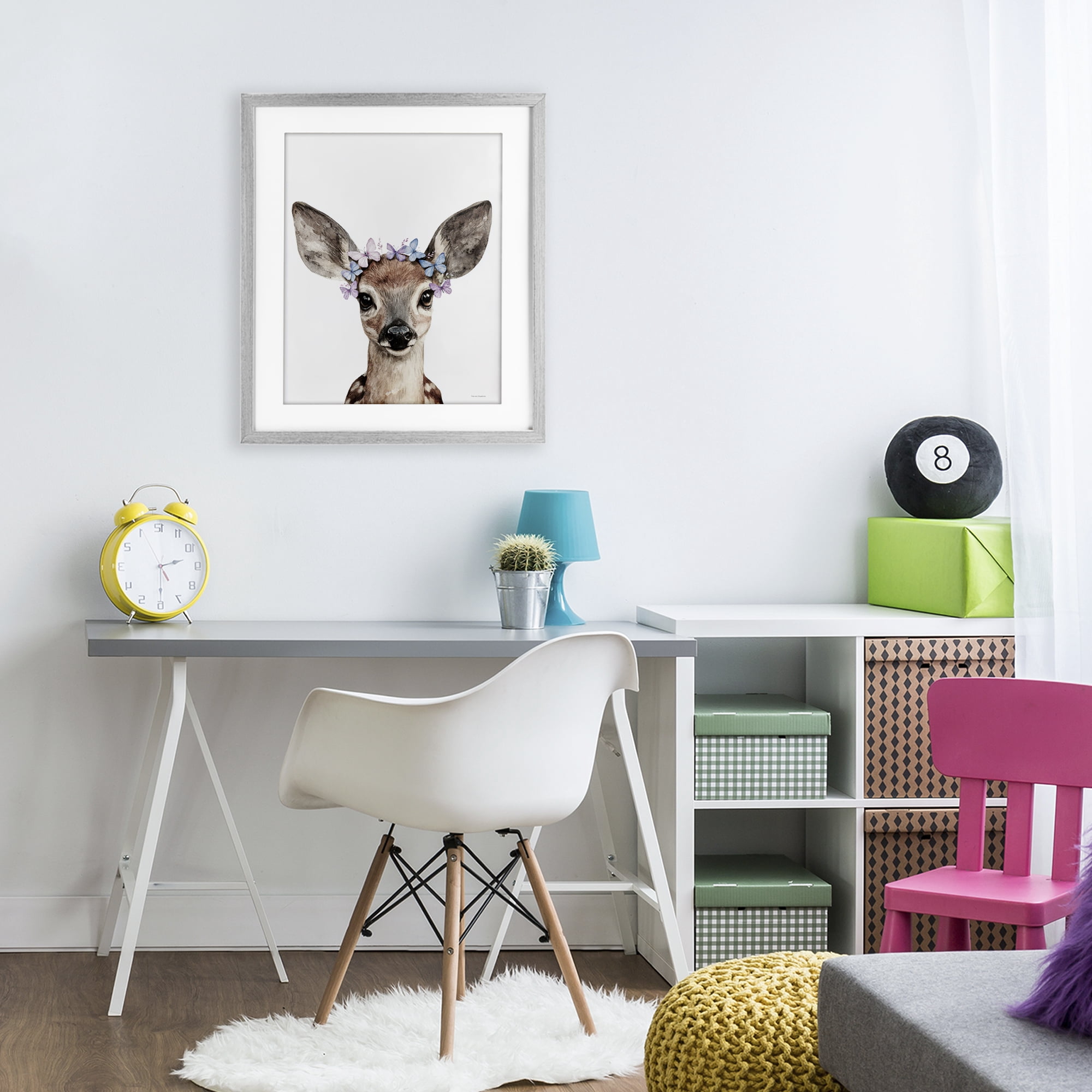 Stupell Industries Fawn & Butterfly Wings Gray Framed Print Under Glass, design by Svetlana Aleynikova