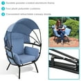 thumbnail image 3 of Sunnydaze Modern Luxury Aluminum Outdoor Egg Basket Chair with Retractable Canopy, Blue, 3 of 13