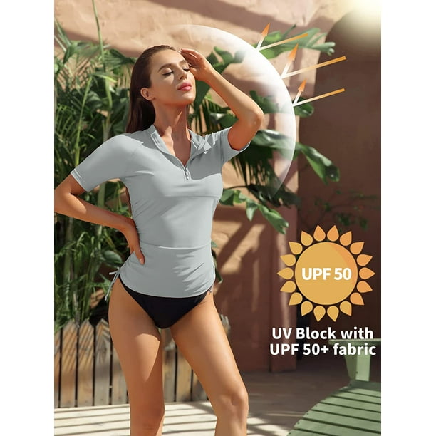 Womens Essentials Short Sleeve Zipped UPF 50 Rash Vest