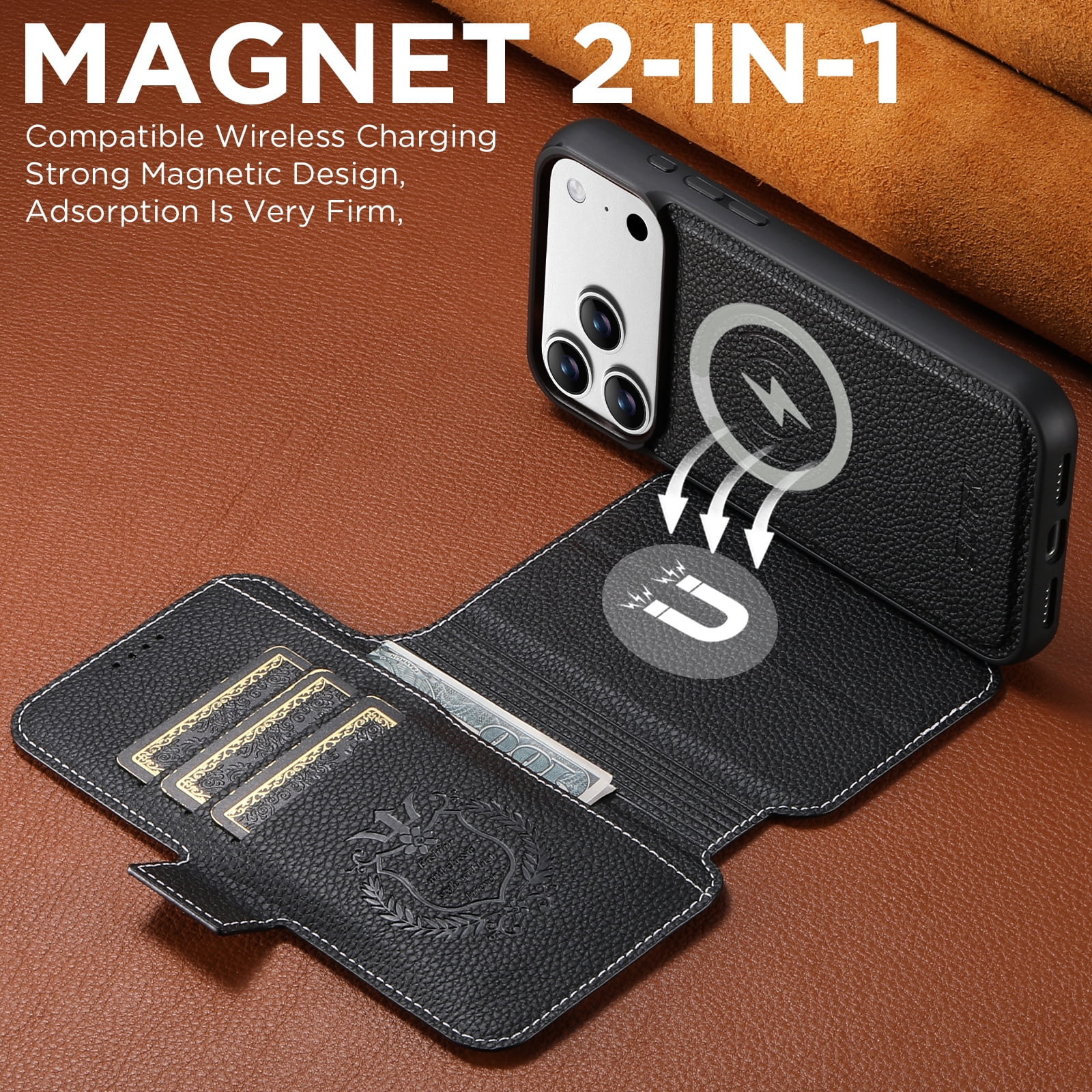 Dteck for iPhone 17 Pro Max Detachable Wallet Case with Card Holder, 2 in 1 PU Leather Flip Folio Stand Shockproof Phone Cover 6.9 Inch 2025,White