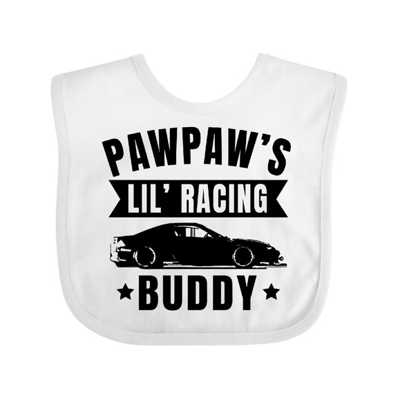 Inktastic Pawpaw's Lil' Racing Buddy with Car Silhouette Boys or Girls Baby Bib