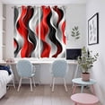 thumbnail image 5 of Red Black Grey Kitchen Curtains 63 Inch Length, Geometric Moire Artwork Modern Abstract Grommet Top Bedroom Living Room Curtains, Light Filtering Cafe Curtain Drapes 2 Panels Set 104''x63'', 5 of 9