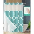thumbnail image 2 of No Hook Shower Curtain with Snap in Liner, Abstract Geometric White Line Blue Texture Hotel Shower Curtains for Bathroom, Washable Shower Curtain Liner Set with Mesh Top Window, 66"x72", 2 of 6