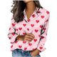 thumbnail image 4 of Tops de Manga Larga de las Mujeres Casual Día de San Valentín Impreso Satén Blusa Botón-Arriba Solapa Suéter Top para las Mujeres de Manga Larga Tops, 4 of 7