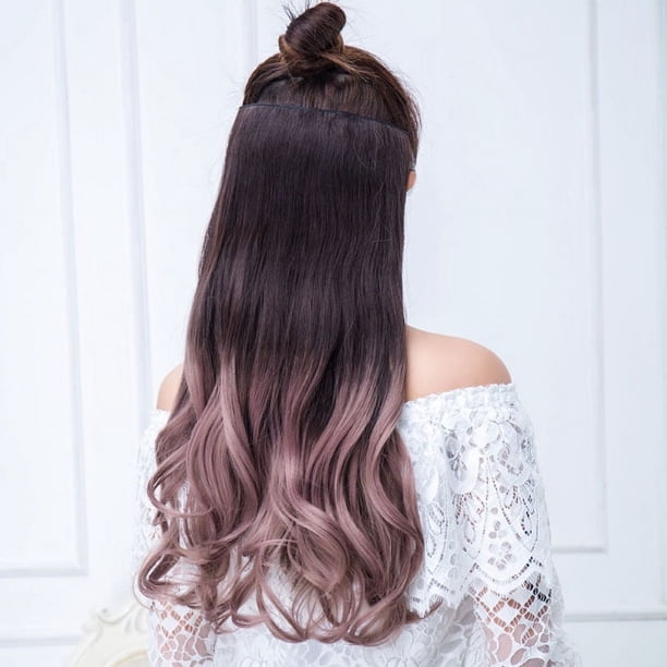 Pieza de peluca para mujer, cabello largo y rizado, resaltado, color de onda grande, oreja colgante, peluca teñida, reemplazo de pieza de extensión de cabello degradado