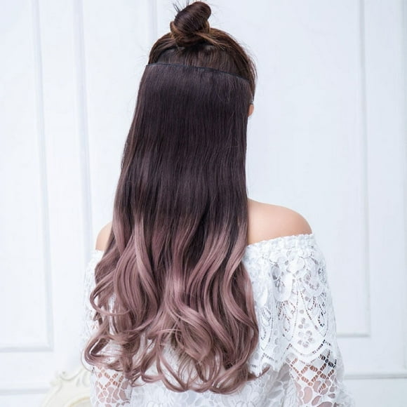 Women's One-Piece Clip-In Hair Extensions - 45-48CM Long Wavy Highlights, Gradient Color 2# Cyan Ash Blonde, Seamless Blend, Wide Design for Easy Application, Non-Permanent Dye for Versatile Styling