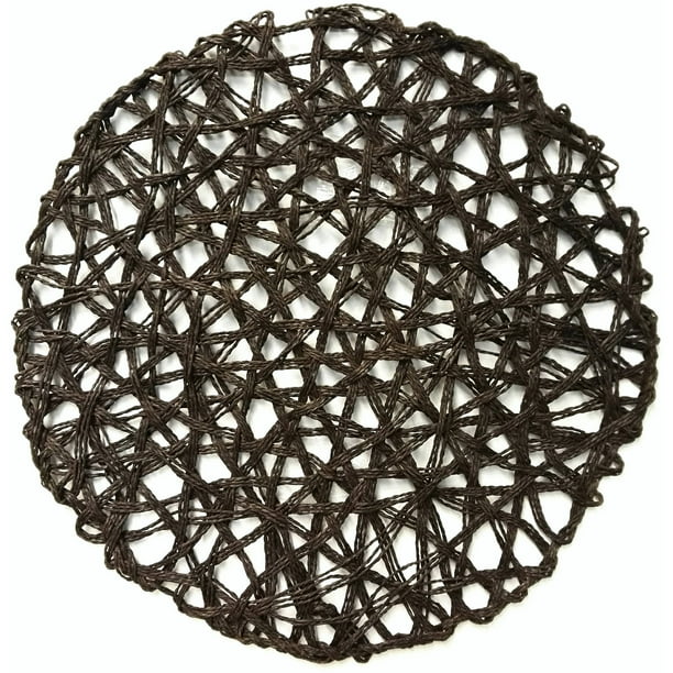 Mainstays Natural Braid Brown 15" Round Placemat, 6pc