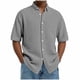 thumbnail image 2 of Blusa y camisa de manga corta con cuello vuelto para hombre, color liso, informal, a la moda, de manga corta, con cuello vuelto y botones, blusa de poliéster para hombre., 2 of 6