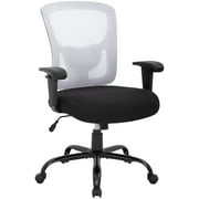 Big and Tall Office Chair 400lbs Ergonomic Desk Chair Wide Seat Rolling Swivel Mesh Computer Chair with Lumbar Support Adjustable Armrests Task Chair White