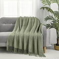 thumbnail image 2 of CREVENT Farmhouse Boho Knitted Throw Blanket for Couch Sofa Chair Bed Home Decoration, Soft Warm Cozy Light Weight for Spring Summer Fall (50''X60'' Sage Green), 2 of 5