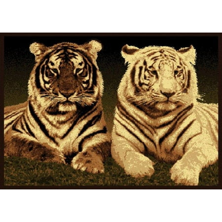 Designer Home Epoch Area Rugs - 910-01650 Novelty Black Nature Tiger Animals Africa Rug 5' 3