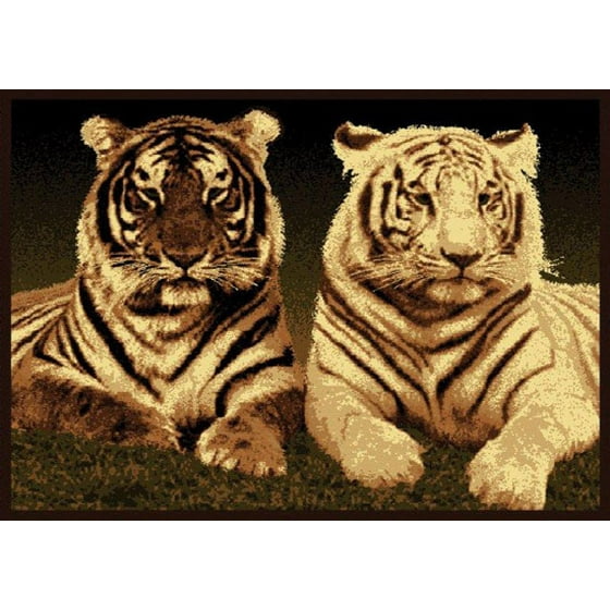 Designer Home Epoch Area Rugs 910 01650 Novelty Black Nature Tiger Animals Africa Rug 5 3 X 7 2 Rectangle