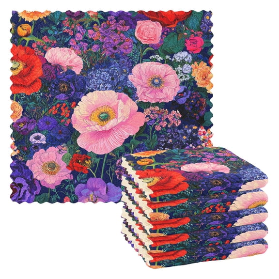 Yayeee 6 Pack Kitchen Dish Cloths Set for Washing Soft Drying Absorbent Microfiber Towels, Beautiful Floral Pattern