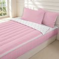 thumbnail image 3 of Manfei Geometric Checkered Zipper Full Size Comforter Sets with Fitted Sheet and 2 Pillowcases,Minimalist Grid Zipper Bedding Set,Light Pink,Reversible,4pcs, 3 of 8