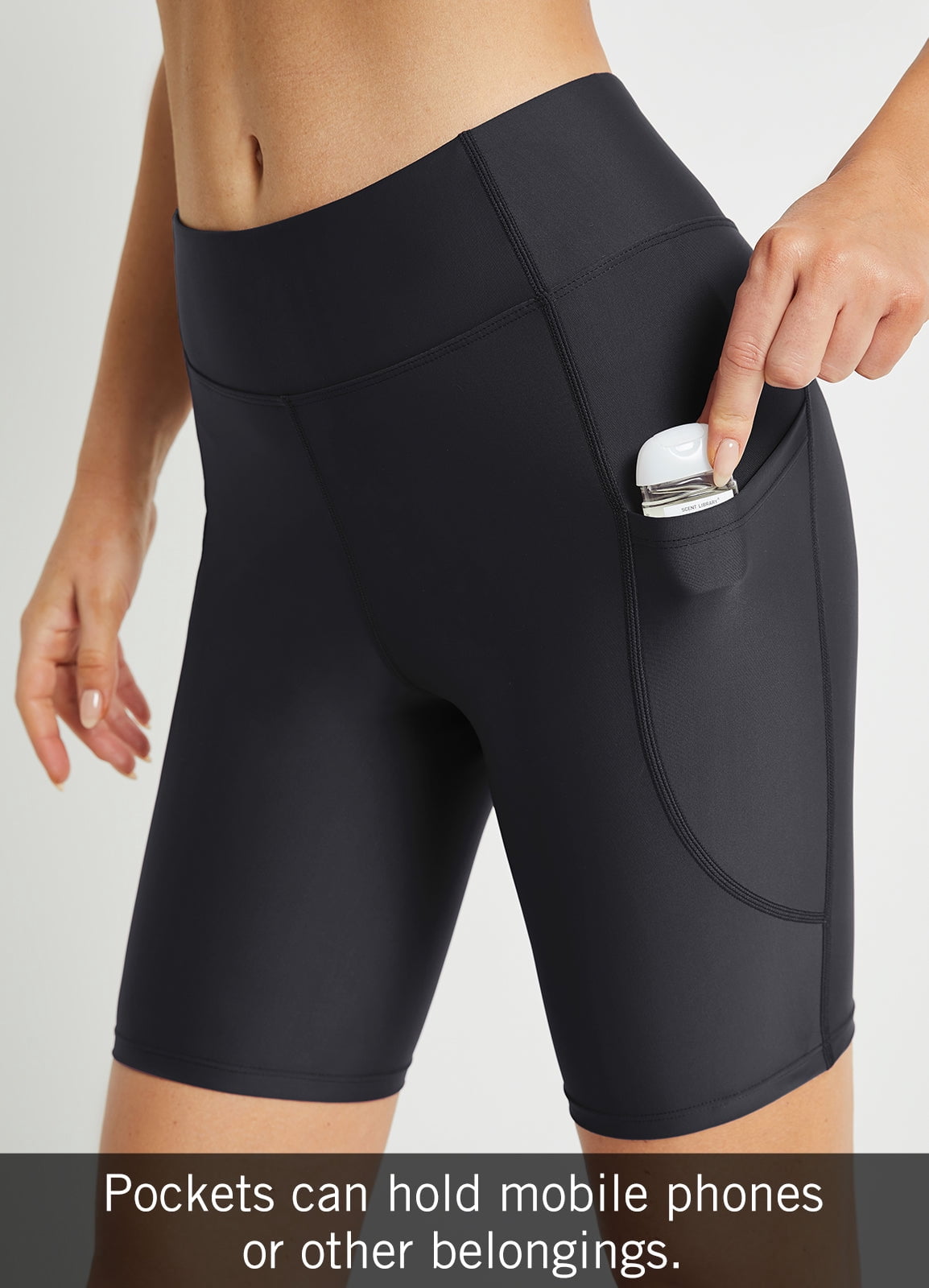 Baleaf Women's 8 High Waisted Swim Shorts Bottoms Tummy Control Rash Guard Shorts with Pockets Long Swimsuits UPF 50+ Black XL
