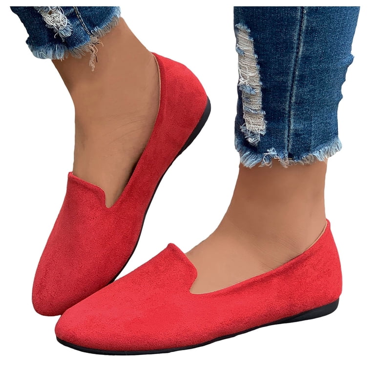 QYZEU Women's Walking Shoes Womens Flat Shoes Round Toe for