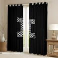 thumbnail image 2 of Feelyou Initial I Letter Black Out Curtains for Teen, Black White Monogrammed Curtains Pack of 2 (42x63 Each), Checkered Buffalo Bedroom Curtains, Blackout Curtains Room Decor, 2 of 6