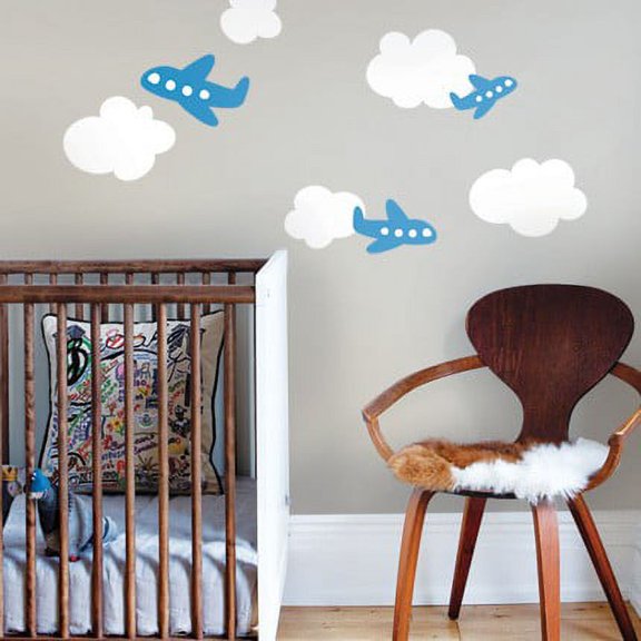Airplane Wall Decals with Clouds - Scheme B