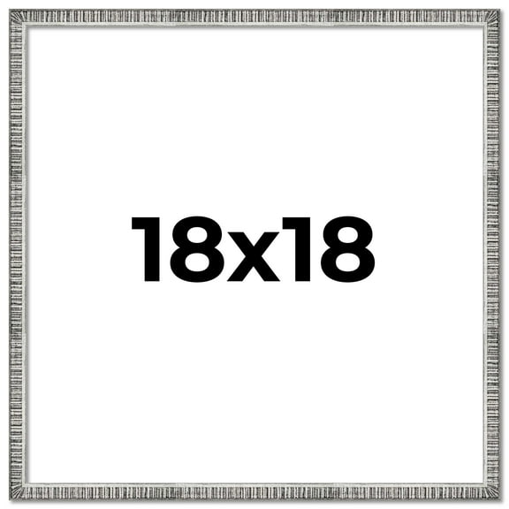 18x18 Frame Silver Grey Distressed Solid Wood Picture Frame | 0.75 Inch Moulding Width | Interior