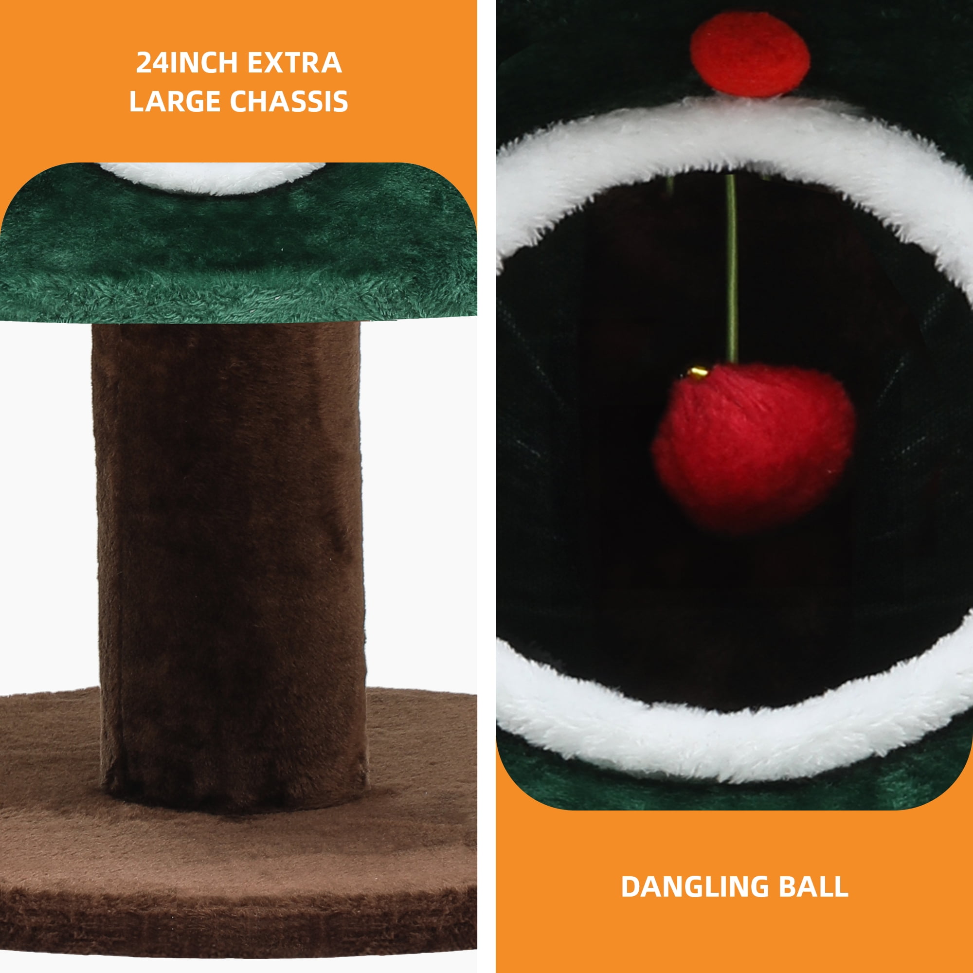 Dextrus 52" Cute Christmas Cat Tree - Festive 2-Tier Cat Tower with Cat Teaser Toy,Kittens Play Activity Center,Cat Furniture for Christmas Decoration
