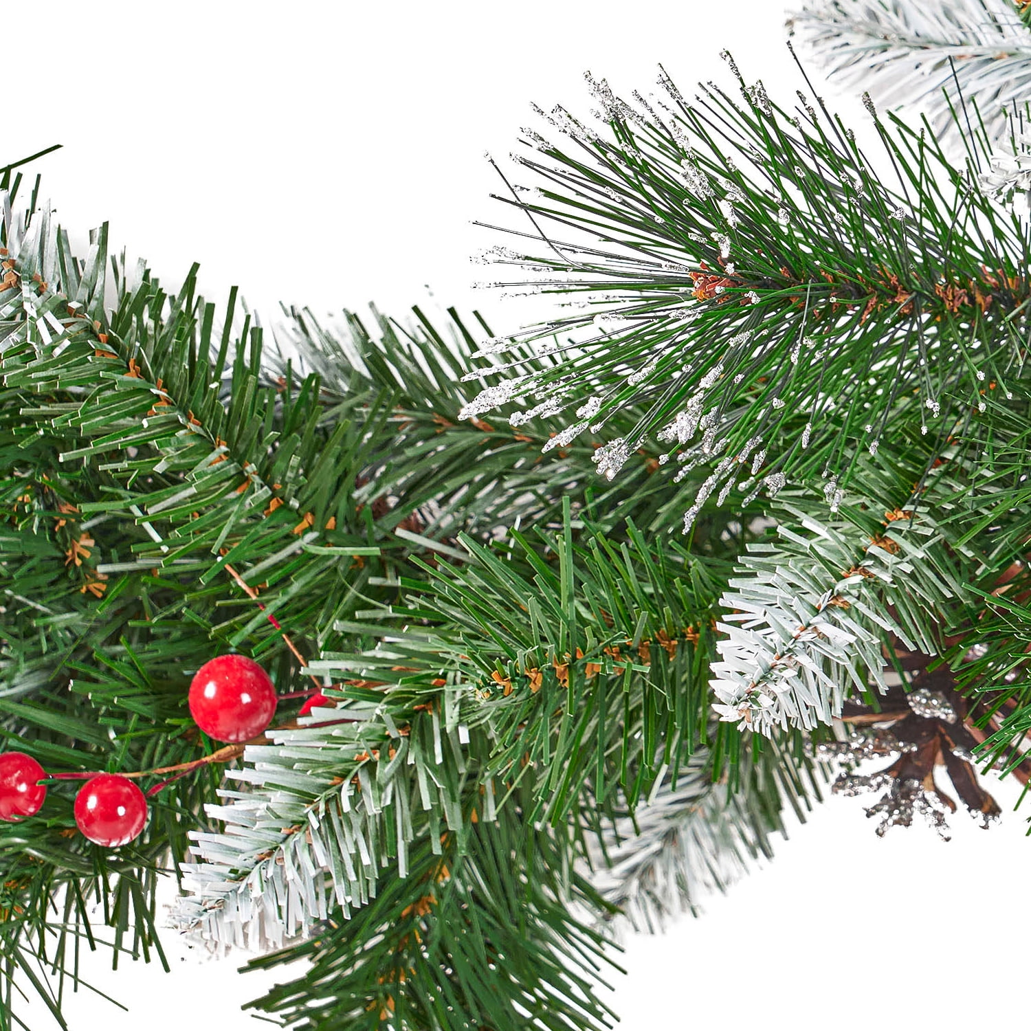 Kepooman 9' X 10" Christmas Glitter Bristle Mixed Garland with Lights Artificial Christmas Garlands Wreath Garland with 80 Tips, Red Berries for Stairs Fireplaces Xmas (With LED Light), Green Kepooman 9' X 10" Christmas Glitter Bristle Mixed Garland with Lights Artificial Christmas Garlands Wreath Garland with 80 Tips, Red Berries for Stairs Fireplaces Xmas (With LED Light), Green