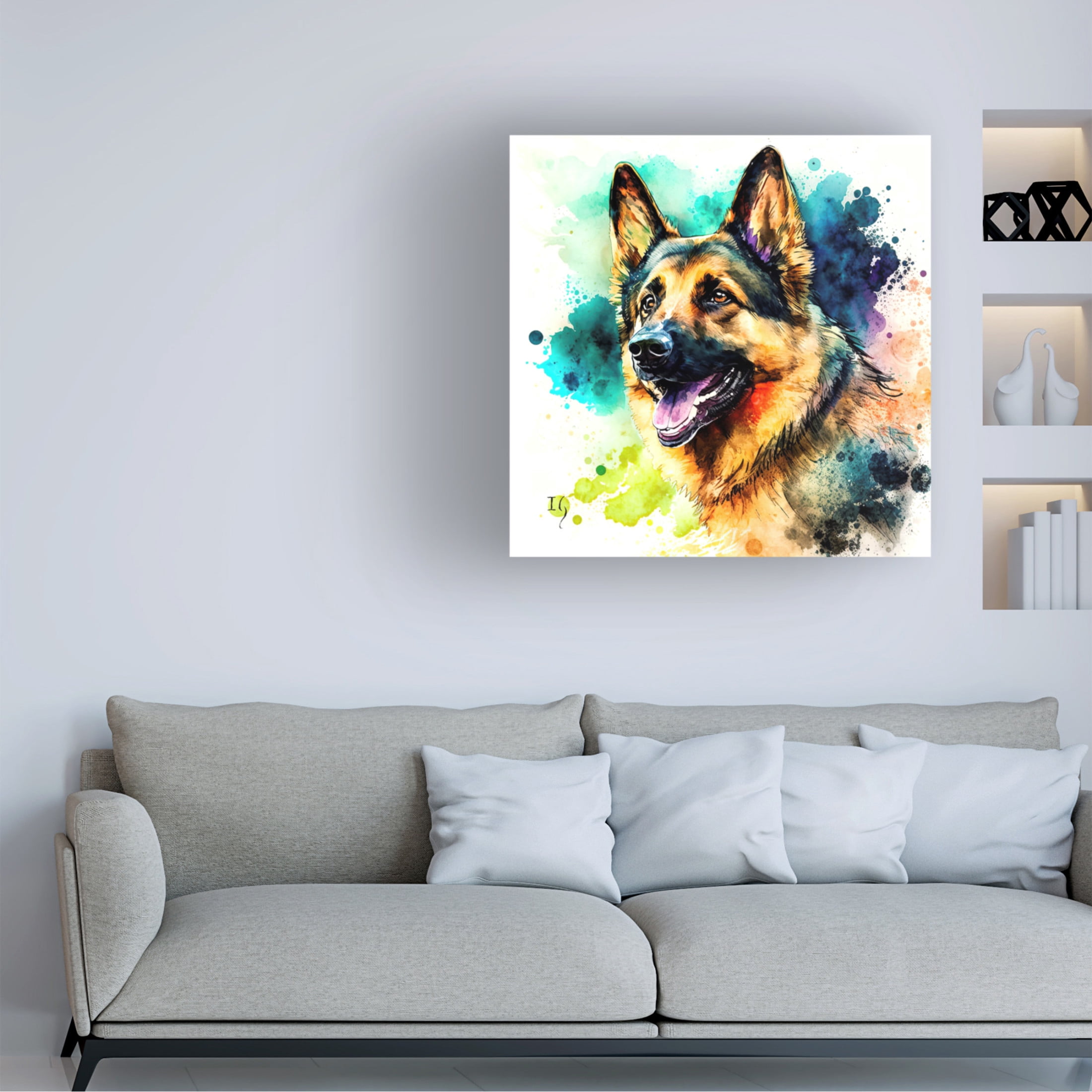 Canvas Wall Art - Ivan Guaderrama 'Shepherds Dance in Watercolor' Wall Art for Living Room, Bedroom, or Office Décor by Trademark Fine Art - 35 x 35 Inches