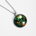 thumbnail image 4 of Tropical Plants Glass Design Circular Pendant Women's Necklace - Elegant Jewelry Piece, 4 of 5