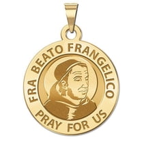 Fra Beato Frangelico Round Religious Medal - 1 Inch Size of a Quarter - Solid 14K Yellow Gold