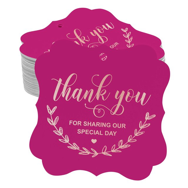 Inkdotpot Pack Of 50 Thank You For Sharing Our Special Day Bridal Shower-Baby Shower-Retirement-Wedding-Birthday Paper Tags DIY Craft Bracket Shape Real Rose Gold Foil Hang Tags