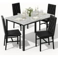 thumbnail image 6 of AWQM Marble Dining Table Set for 4, Gray Faux Marble Kitchen Table and Chairs Set, 5 Pieces Rectangle Dining Table with 4 Leather Dining Chairs, Dining Set for Small Space, Pub, Gray+Black, 6 of 6