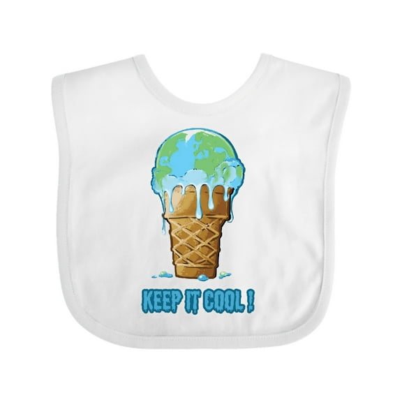 Inktastic Keep It Cool Melting Earth Ice Cream Cone Boys or Girls Baby Bib