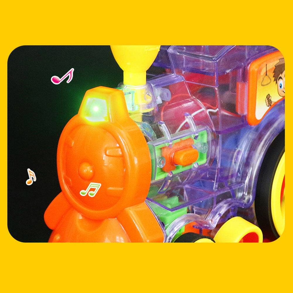 Volbaby Set di Trenini Domino Peri 80PCS Domino Blocks Set con luci e Suoni Giocattoli educativi creativi per Regalo di Compleanno di Bambini e Bambine di 3 Anni