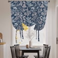 thumbnail image 3 of Dandelion Balloon Curtains for Living Room/French Door, Navy Blue Flowers Modern Minimalist Spring Tie Up Curtains 63 Inch Length Energy Saving Kitchen Curtains Shades for Windows 42"x63", 3 of 8
