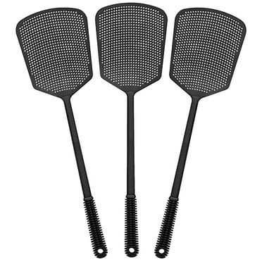 Fly Swatters-Flexible Heavy Duty Thick Fly Swatters with Bigger Paddle, Black 3 Pack