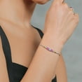 thumbnail image 4 of 925 Sterling Silver and 10K Yellow Gold Pink Created Sapphire Topaz and White Lab Grown Diamond Tennis Bracelet for Women (1.97 Cttw, Gemstone September Birthstone, Fully Adjustable up to 9 inch), 4 of 4