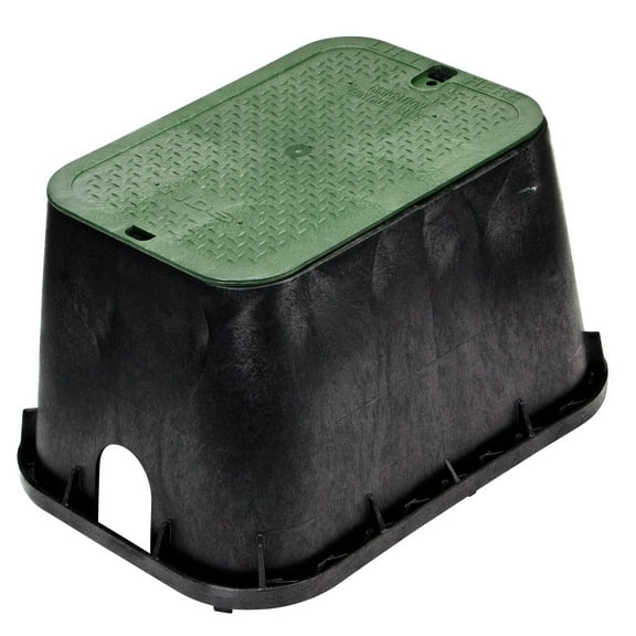 NDS Standard Series Valve Box and Cover - 14" x 19", 12" Height, Black/Green