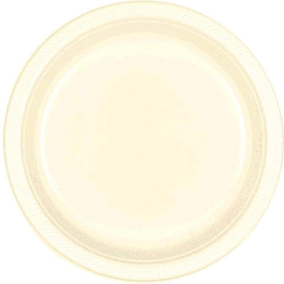Vibrant Round Vanilla Creme Plastic Plates - 10" (Pack of 20) - Premium Quality Design, Ideal for Any Event or Party