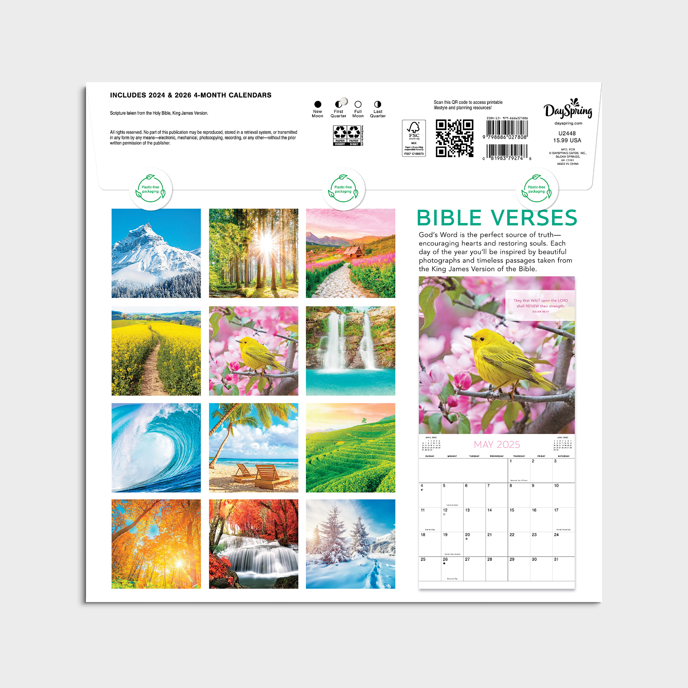 2025-12 Month Hanging Wall Calendar-Bible Verses Valley -12x12 by Dayspring