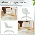 thumbnail image 4 of Ktaxon Armless Home Office Desk Chair Cute Mid Back Vanity Stool Teddy Velvet Swivel Task Chairs with Wheels White, 4 of 11