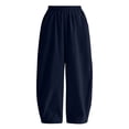 thumbnail image 3 of FRSASU Girls Loose Fit Wide Leg Pants Casual Baggy Trousers with Pockets Lightweight Summer Sweatpants for Kids Navy, 3 of 9