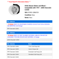 thumbnail image 2 of HVAC Blower Motor and Wheel - Compatible with 1997 - 2000 Chevy C2500 1998 1999, 2 of 2