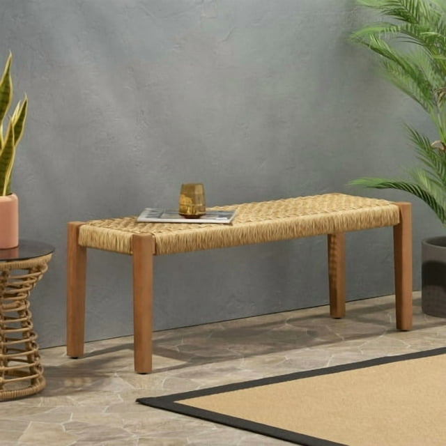 Backless Garden Bench - Solid wood structure, suitable for low maintenance outdoor seating in yards, lawns, and courtyards, with natural finishes